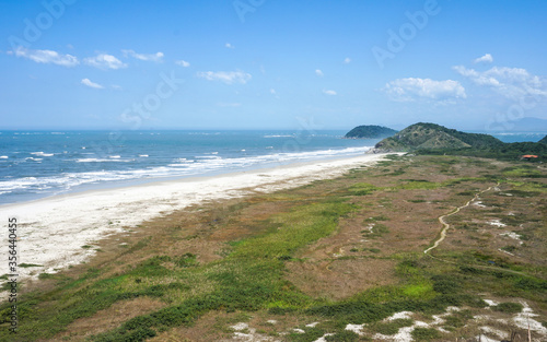 Panoramic view of the restinga along Mar de Fora beach in Ilha do Mel, Paraná, Brazil photo