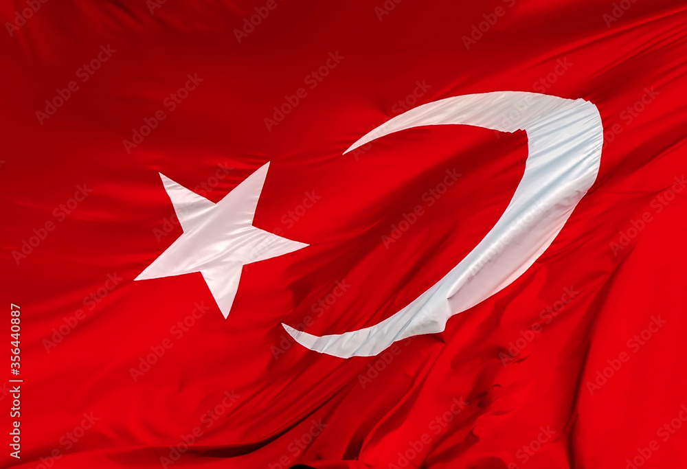 Obraz premium Turkish flag waving on the wind