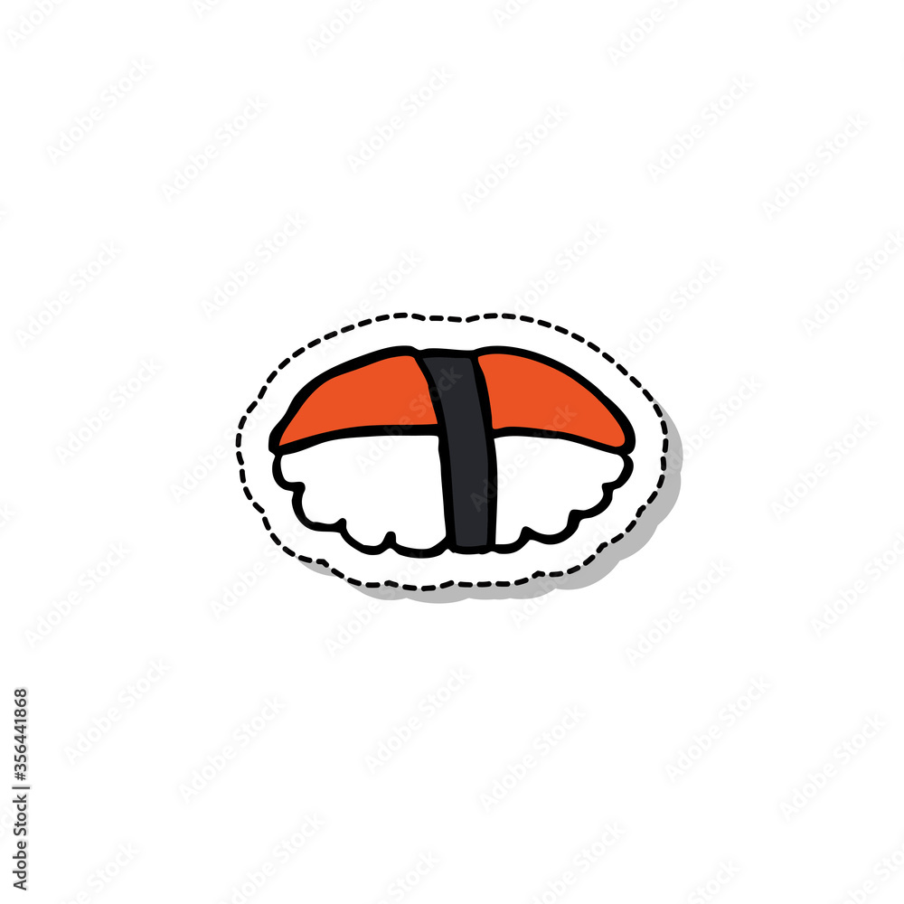 sushi doodle icon, vector sticker illustration sushi doodle icon, vector sticker illustration