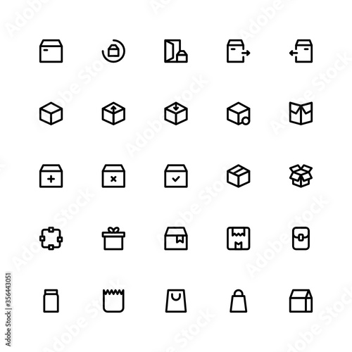 Set of package, shipping, delivery outline style icon - vector