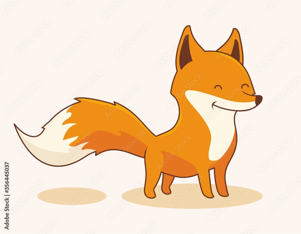 Fototapeta premium Fox Cartoon Cute Animals Isolated