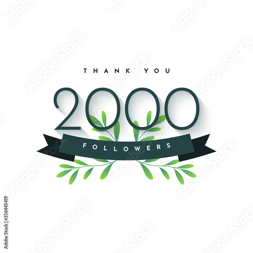 Thank You 2000 Followers Celebartion eith nature element template design