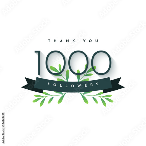 Thank You 1000 Followers Celebartion eith nature element template design