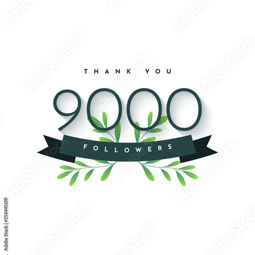 Thank You 9000 Followers Celebartion eith nature element template design photo