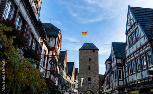 Half-timbered houses and an old fotress gate in the beautiful town of Ahrweiler in Rhineland, Germany  photo