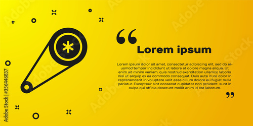 Black Timing belt kit icon isolated on yellow background. Vector Illustration.