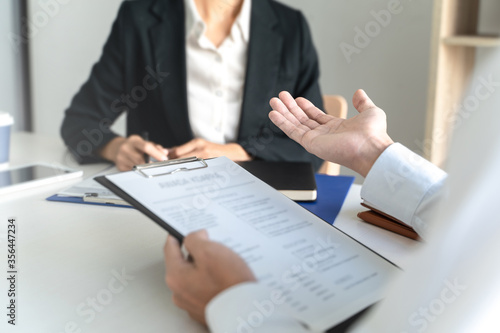 Recruitment Concept, Human resource manager with candidate in job interview. photo