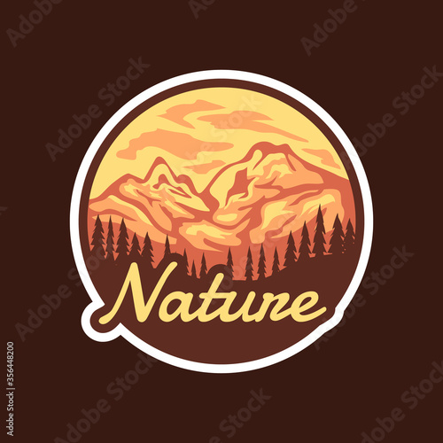 Badges Mountain Logo Design Patches Sticker Vector Illustration