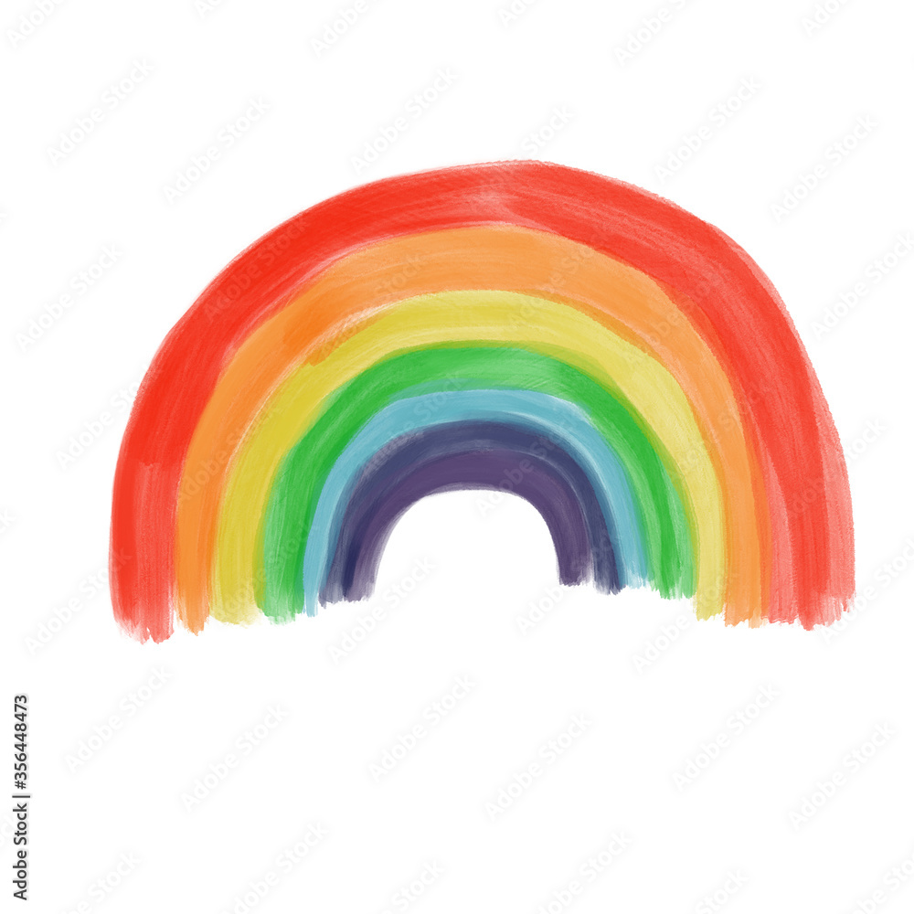 Fototapeta premium rainbow of paint isolated on white background. Kids drawing. Pride, LGBTQ symbol.