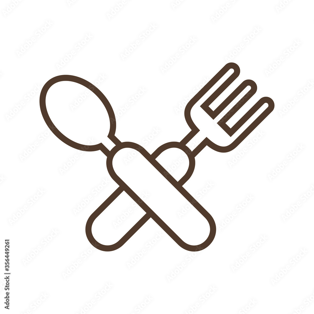 Linear vector icon crossed fork and spoon Linear vector icon crossed fork and spoon