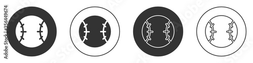 Black Baseball ball icon isolated on white background. Circle button. Vector Illustration.