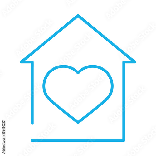 house facade with heart stay at home