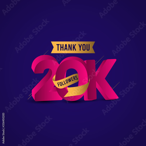 Thank You 20 K Followers Vector Template Design Illustration