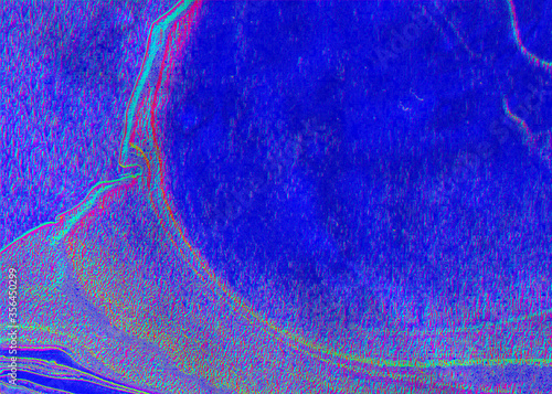 futuristic holographic neon colors with screen glitch VHS effect. TV signal fail. Hipster style.