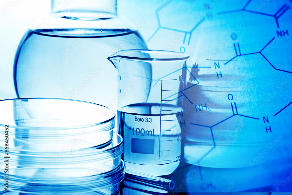 Naklejka premium Laboratory glass. Macro image. Laboratory concept.