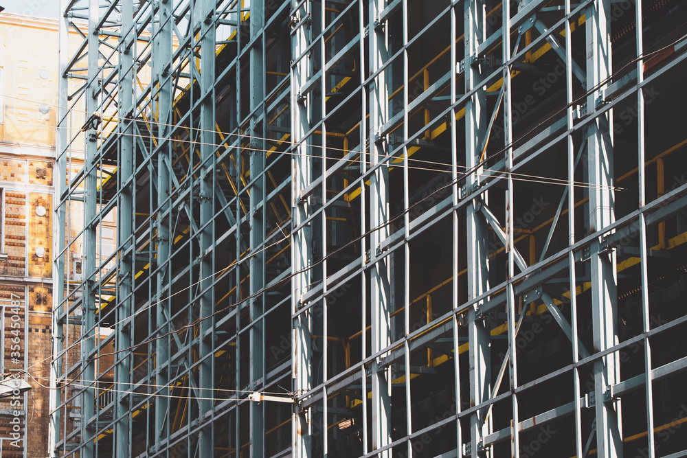 modern metal building construction in the city