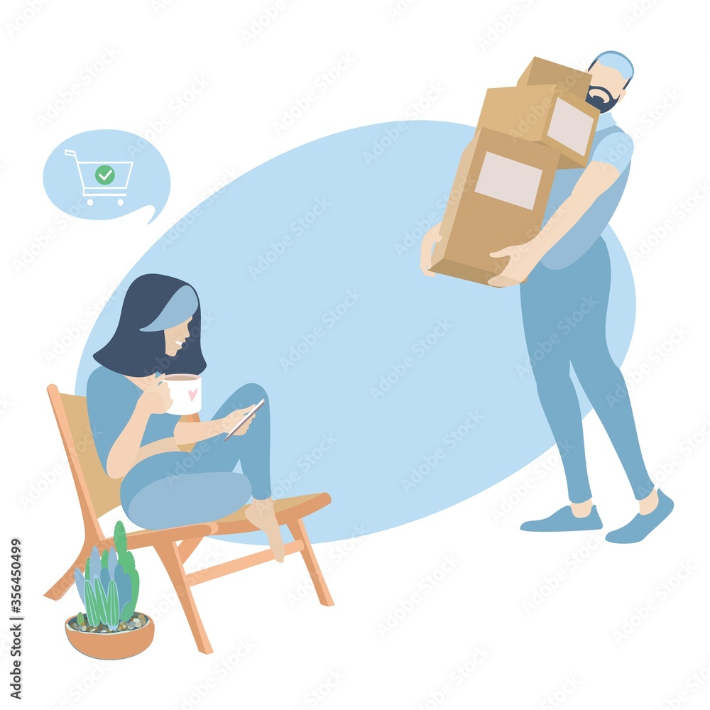 Online delivery service concept, online order tracking, delivery home.. Vector illustration