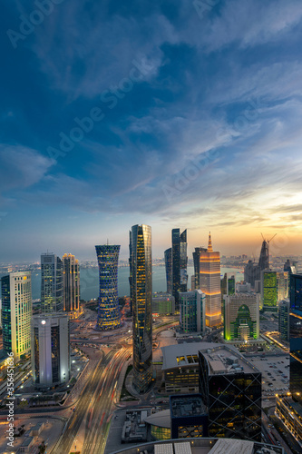 Canvas Print Aerial View of west bay area Doha City. Doha Buildings
