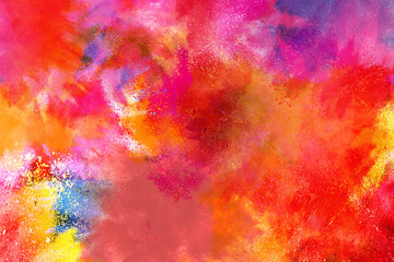 Abstract powder splatted background. Colorful powder explosion on white background. Colored cloud. Colorful dust explode. Paint Holi.