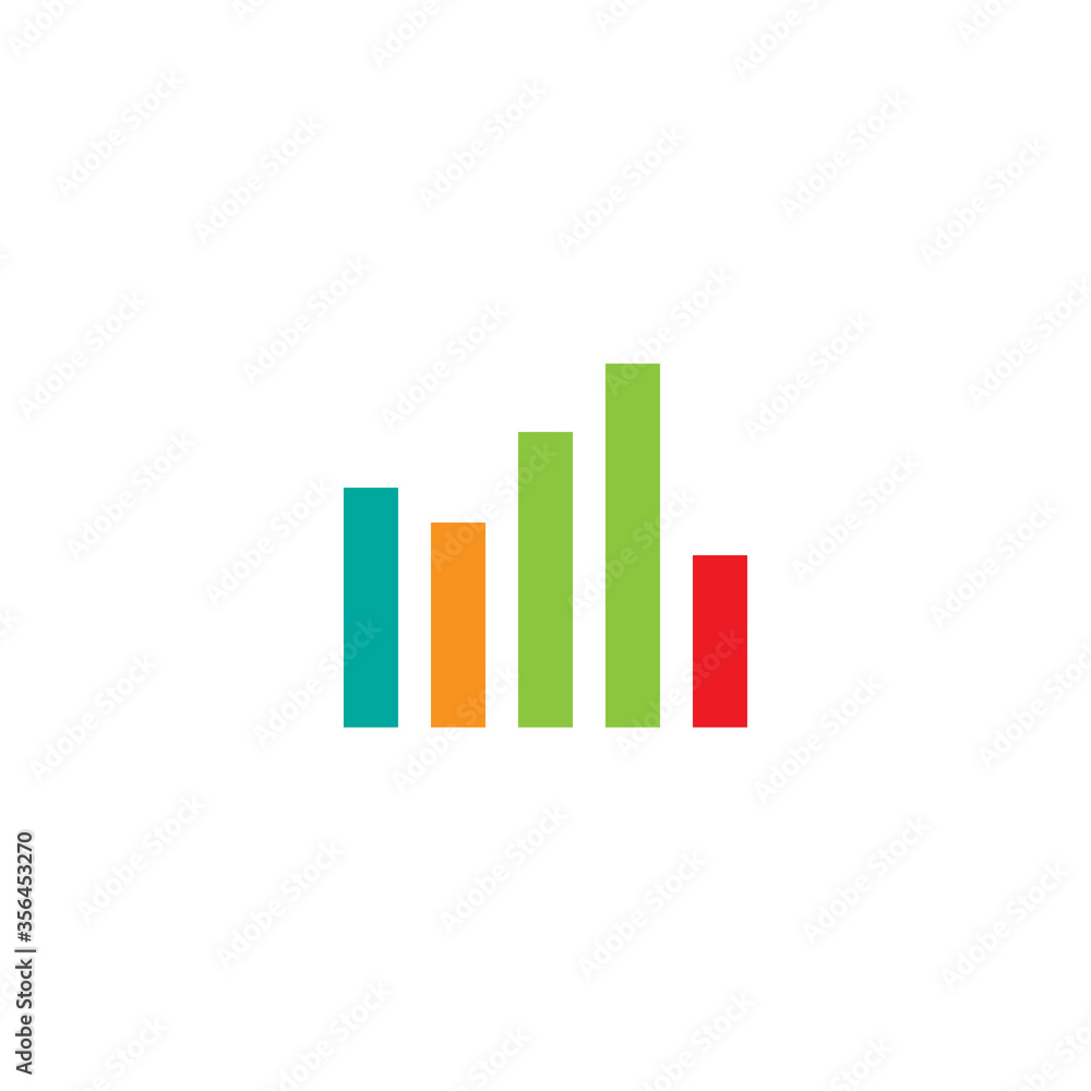 colorful graph. sales fall diagram. Isolated on white. Flat icon.