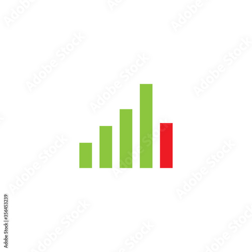 colorful graph. sales fall diagram. Isolated on white. Flat icon.