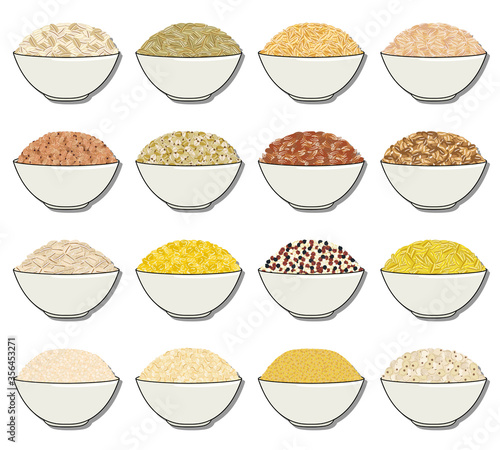 Set of grains and cereals in bowl