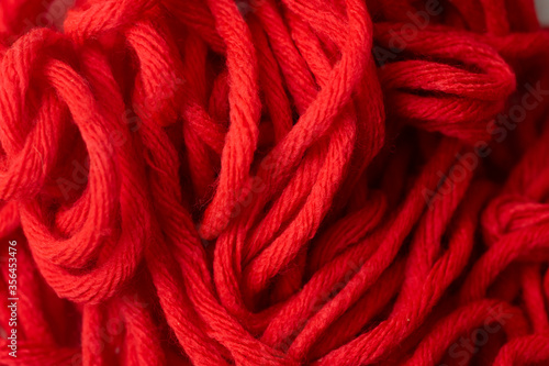 Detail of red yarn textile