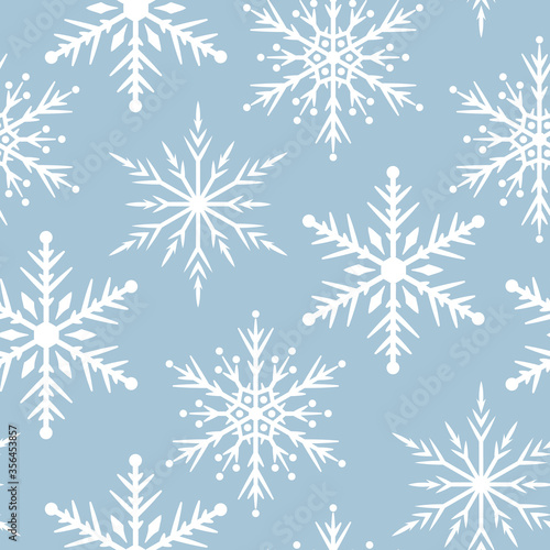 Merry Christmas snowflake seamless pattern. Festive winter holiday background. Vector isolated magic star texture for wrapping paper. © Kirill
