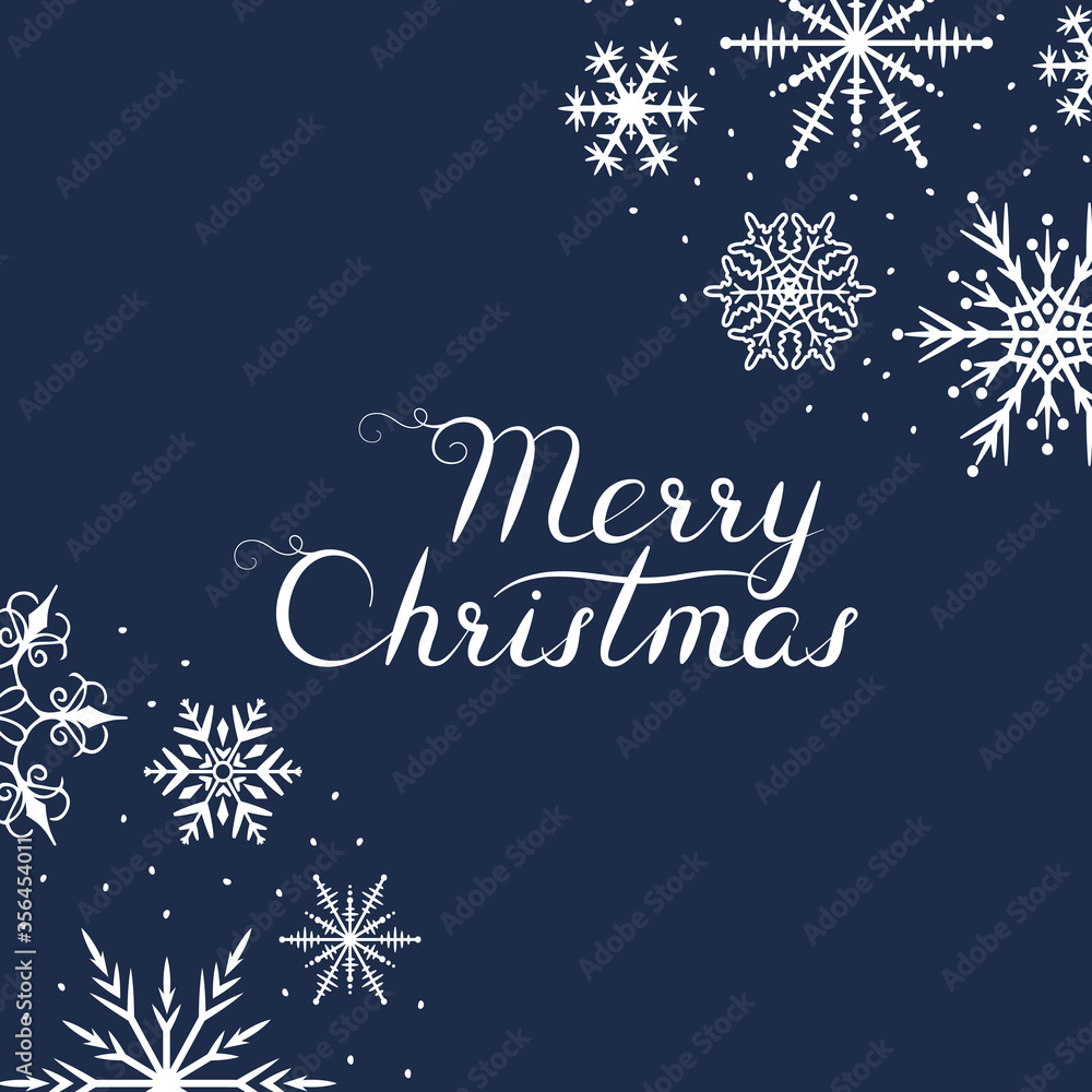 Magic Merry Christmas frame with snowflakes and sparkles. Winter holiday card template. Vector isolated festive vintage border with lettering. Magic Merry Christmas frame with snowflakes and sparkles. Winter holiday card template. Vector isolated festive vintage border with lettering.