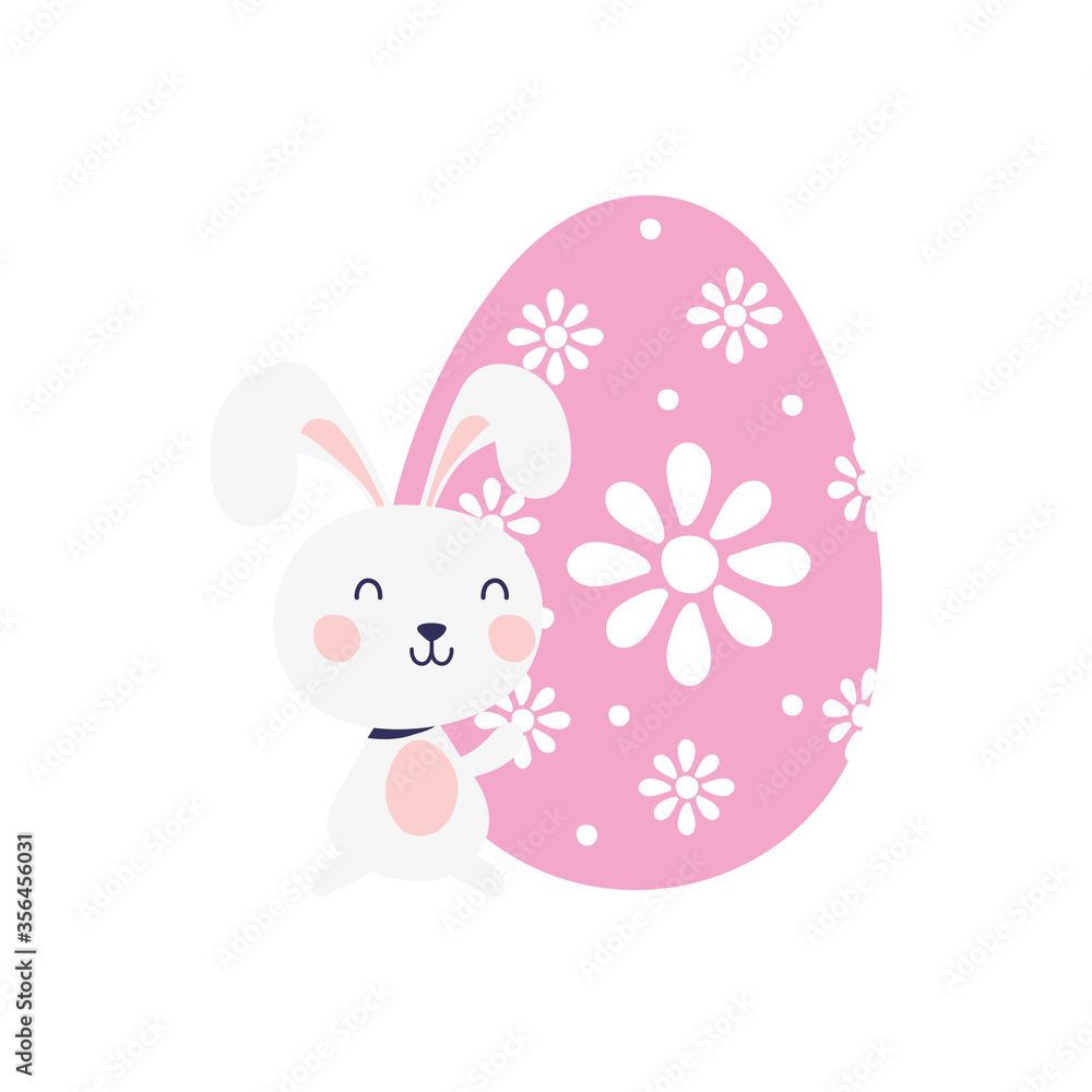 cute rabbit with egg happy easter character cute rabbit with egg happy easter character