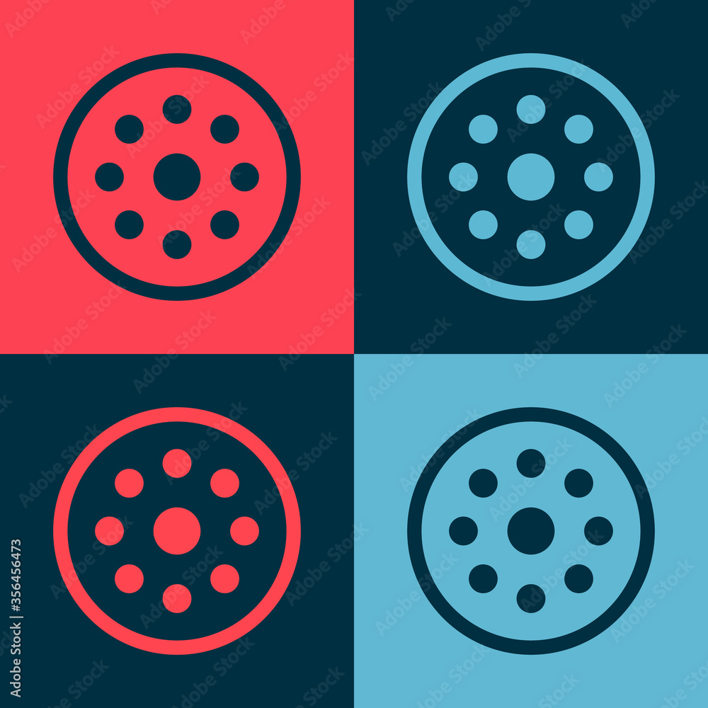 Pop art Sewing button for clothes icon isolated on color background. Clothing button. Vector Illustration. Pop art Sewing button for clothes icon isolated on color background. Clothing button. Vector Illustration.