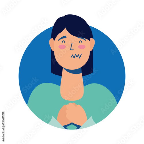 young woman sick avatar character