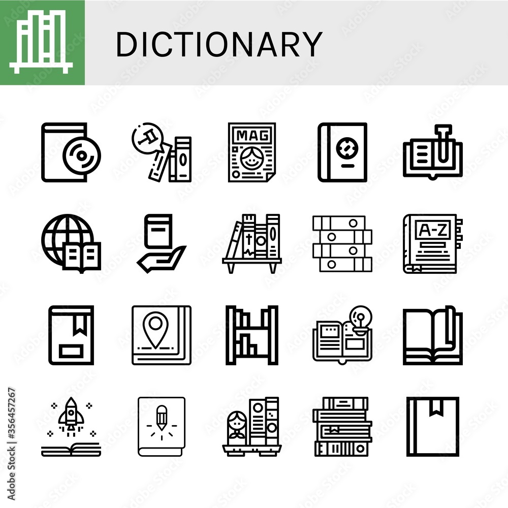 dictionary simple icons set dictionary simple icons set