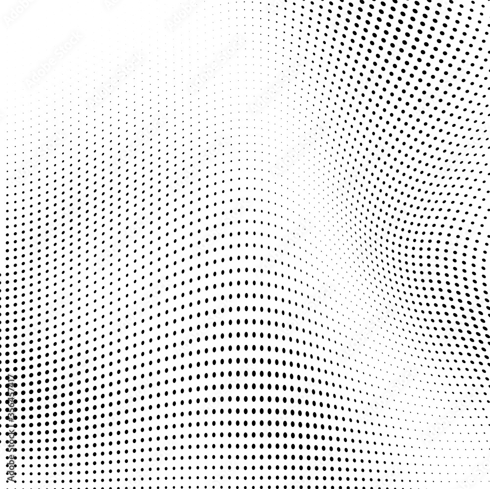 Abstract wave halftone black and white. Monochrome texture for printing on badges, posters, and business cards. Vintage pattern of dots randomly arranged Abstract wave halftone black and white. Monochrome texture for printing on badges, posters, and business cards. Vintage pattern of dots randomly arranged