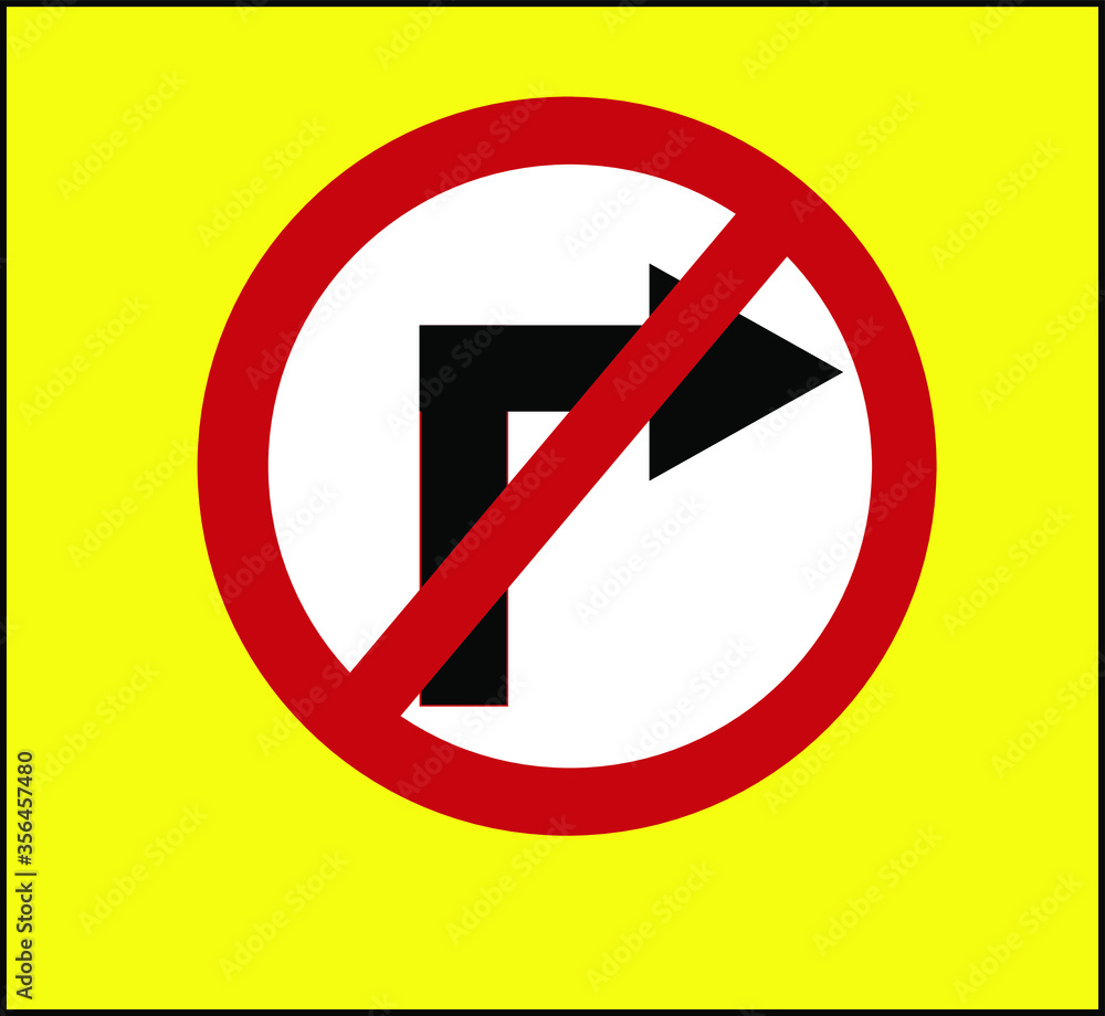 Illustration of traffic sign to represent 'NO RIGHT TURN'. Illustration of traffic sign to represent 'NO RIGHT TURN'.