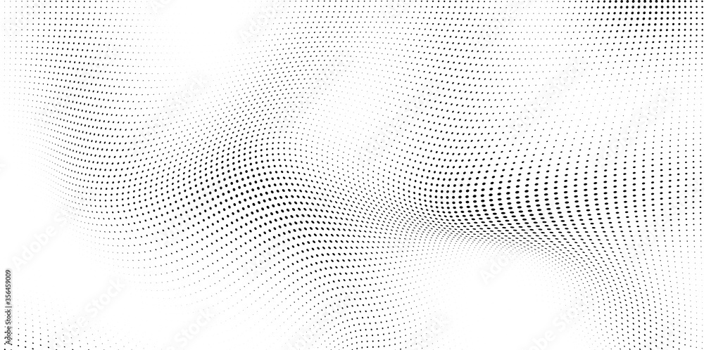 Abstract wave halftone black and white. Monochrome texture for printing on badges, posters, and business cards. Vintage pattern of dots randomly arranged Abstract wave halftone black and white. Monochrome texture for printing on badges, posters, and business cards. Vintage pattern of dots randomly arranged