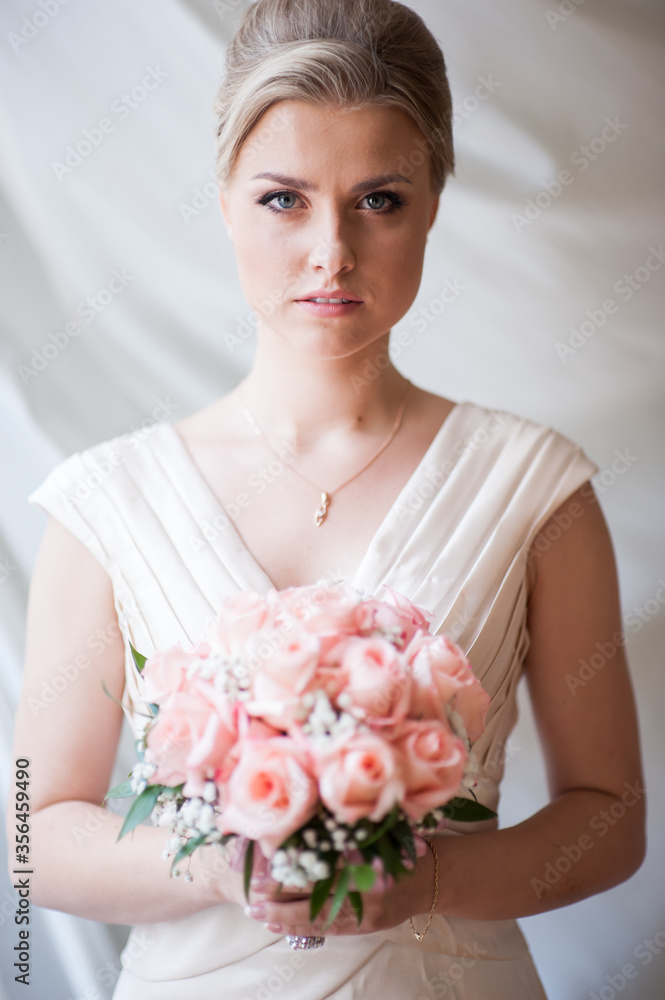 Beautiful happy blonde bride on her wedding day Beautiful happy blonde bride on her wedding day