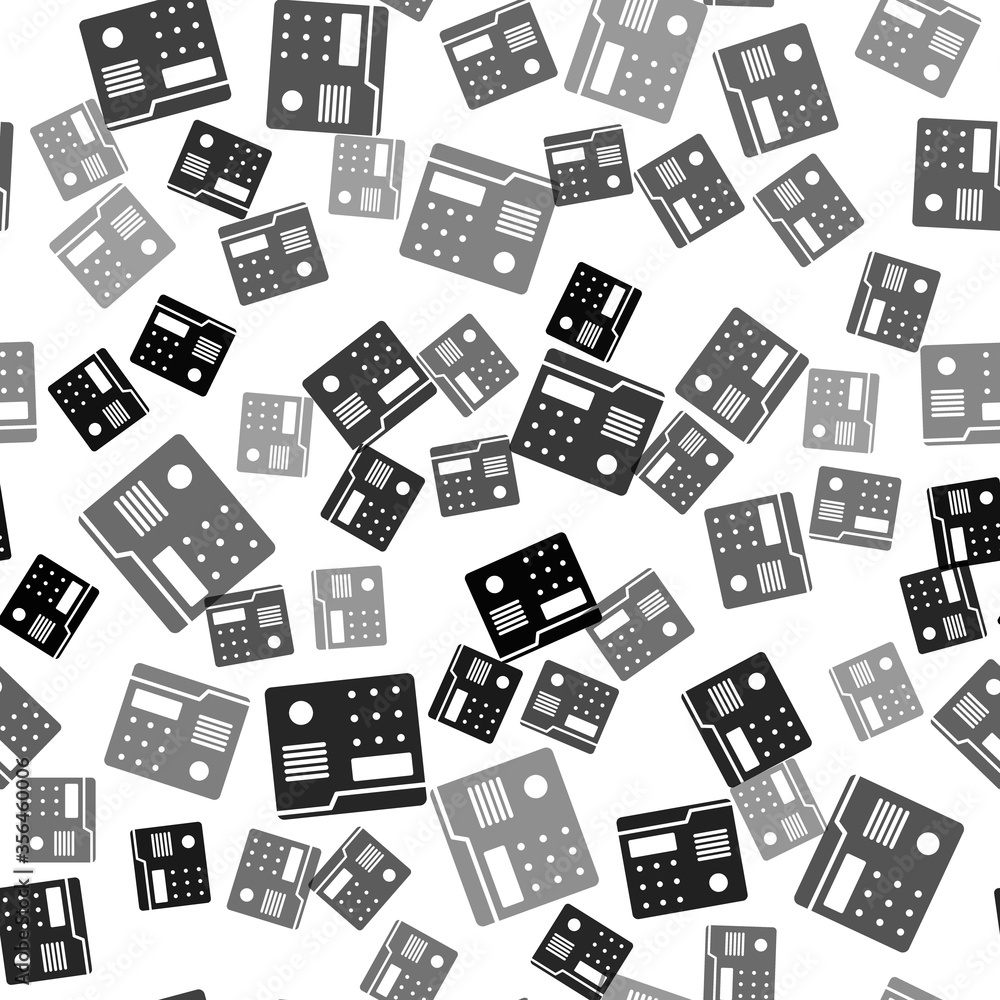 Black House intercom system icon isolated seamless pattern on white background. Vector Illustration.