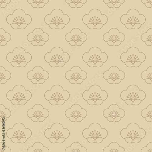 Japanese style retro vintage seamless pattern background plum blossom flower frame line