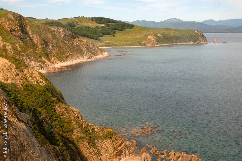 Seascape. View at Putyatin island and Strelok bay of Peter the Great Gulf. Primorsky Krai (Primorye), Far East, Russia.