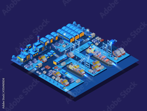 The night smart city 3D future neon ultraviolet