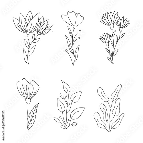 Set of Rustic Vintage Hand drawn florals and laurels. Can be used for wedding invitations, scrapbooking, wrapping.