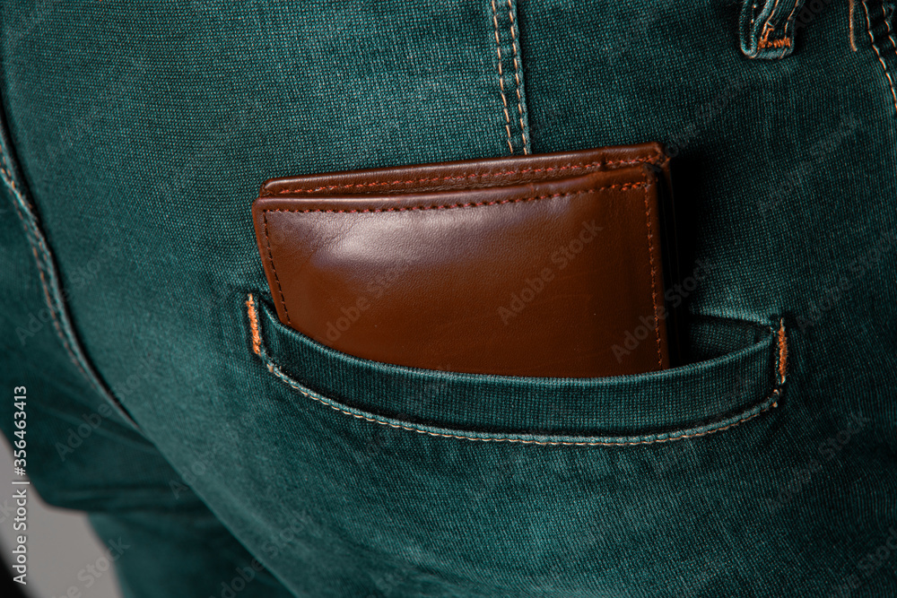 wallet in back pocket with filter effect retro vintage style