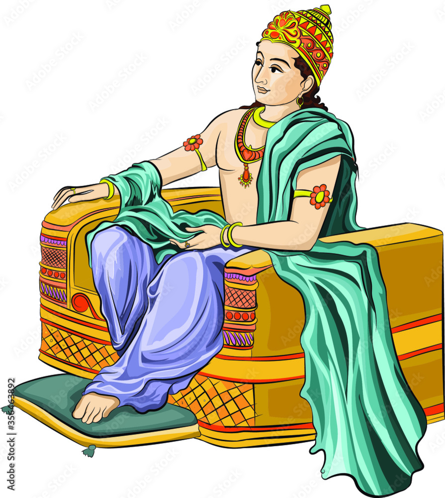 Vecteur Stock vector illustration of the Indian King. Sitting in