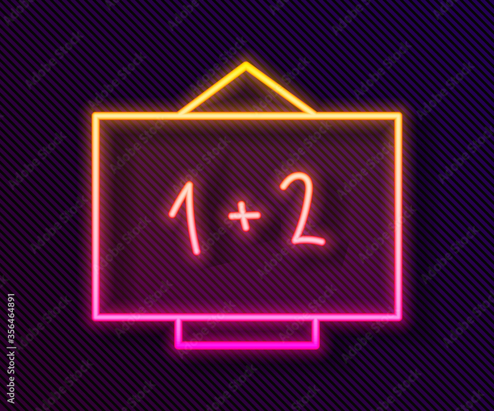 Glowing neon line Chalkboard icon isolated on black background. School Blackboard sign. Vector Illustration. Glowing neon line Chalkboard icon isolated on black background. School Blackboard sign. Vector Illustration.