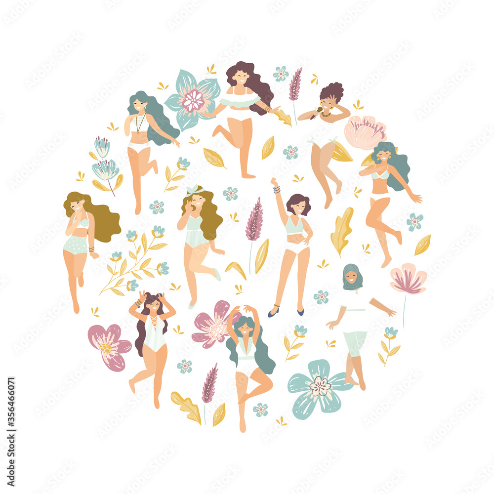 Fototapeta premium 8 march. International Women's Day. Vector template with women