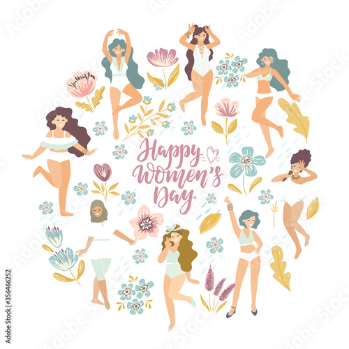 8 march. International Women's Day. Vector template with women