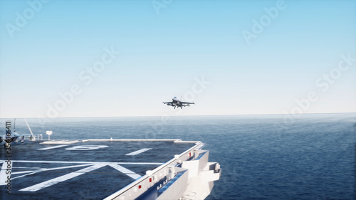 Bild auf Leinwand landing jet f16 on aircraft carrier in ocean
