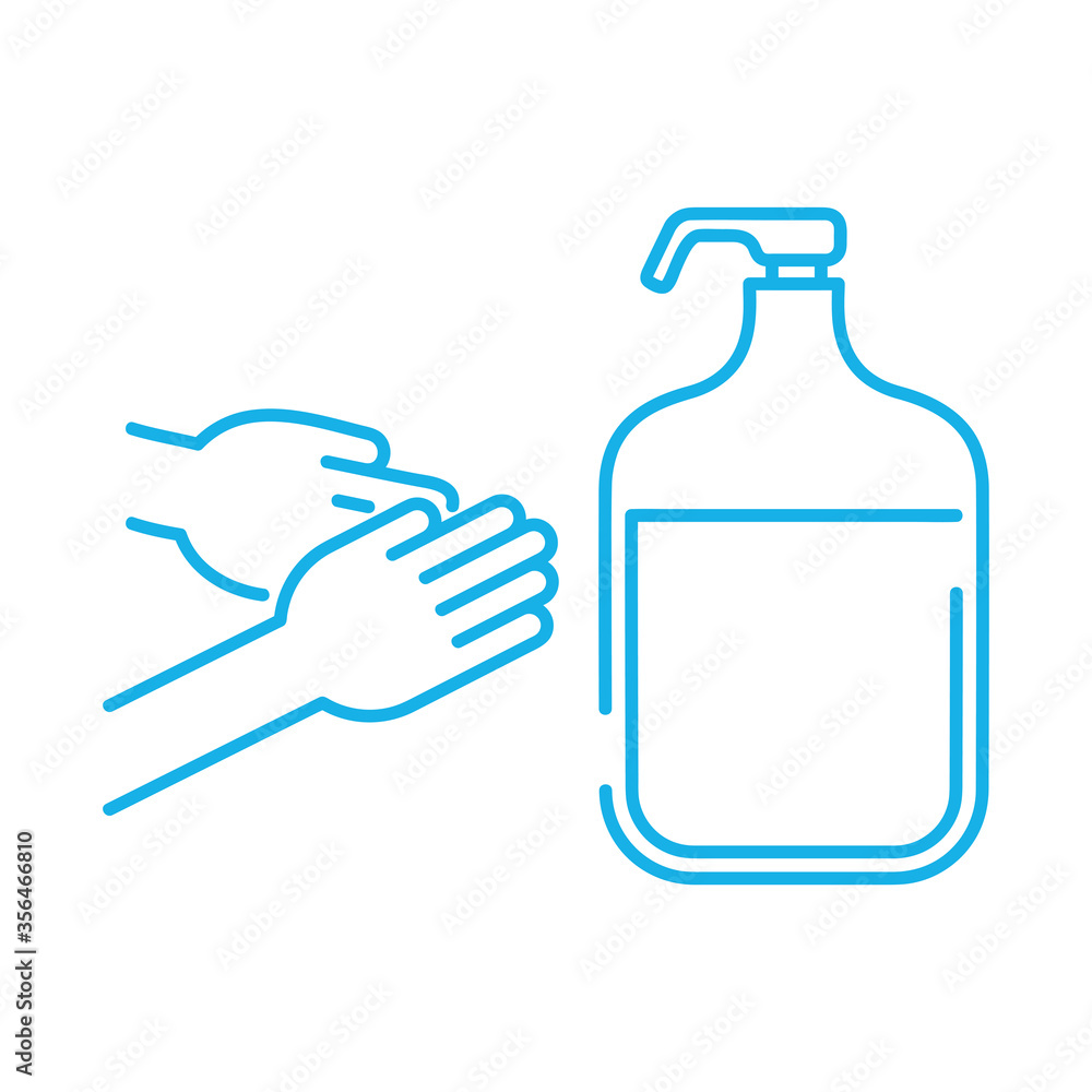 hands washing with antibacterial soap line style icon hands washing with antibacterial soap line style icon