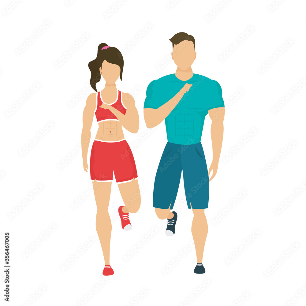 young strong couple athletic healthy lifestyle character